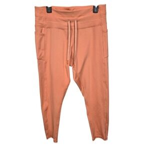 Champion Womens XL Pink Peach Athletic Leggings Pants Athleisure Pockets